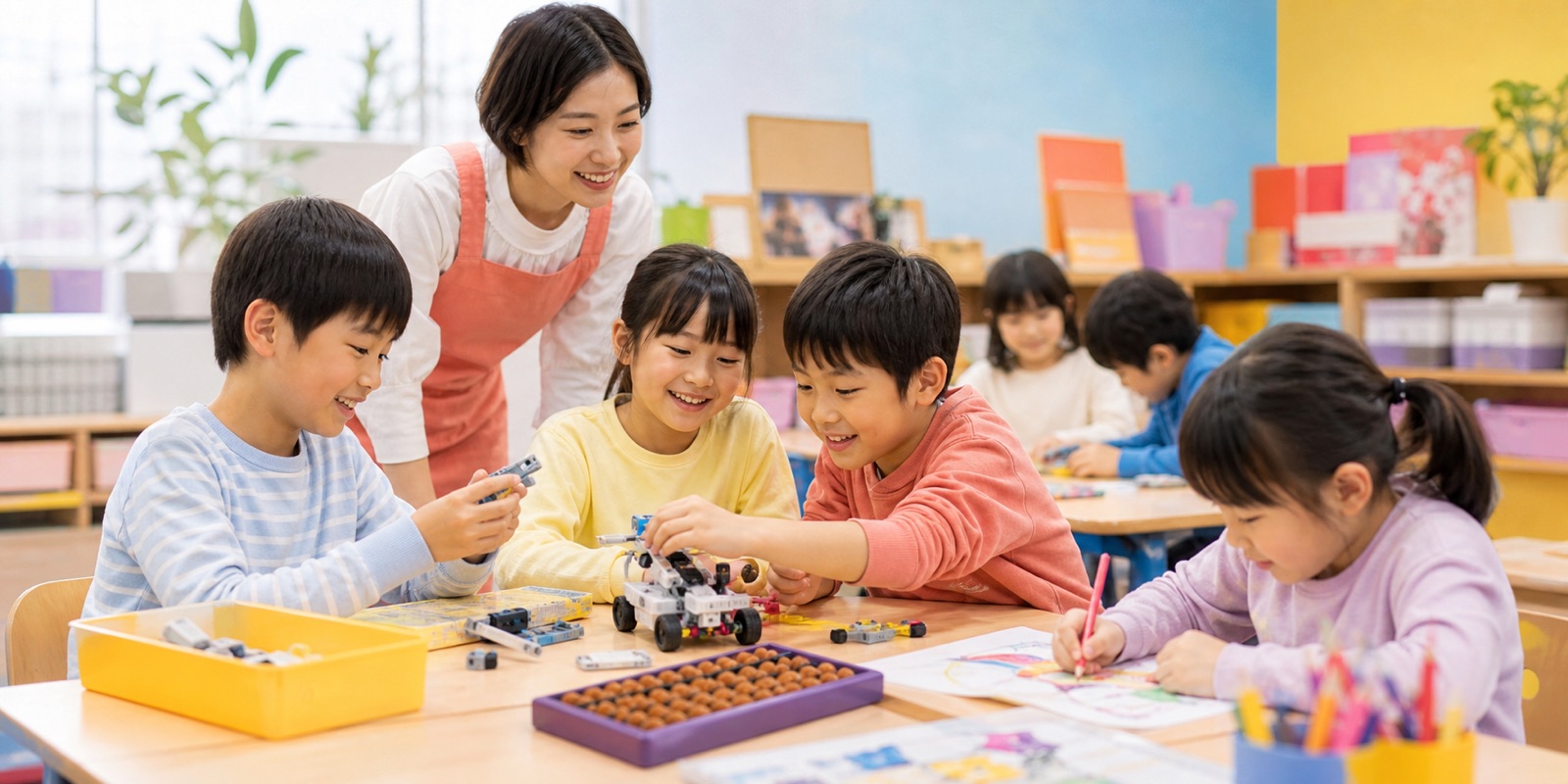 クレヨン風の色で楽しさを表現した子ども教室のホームページデザイン